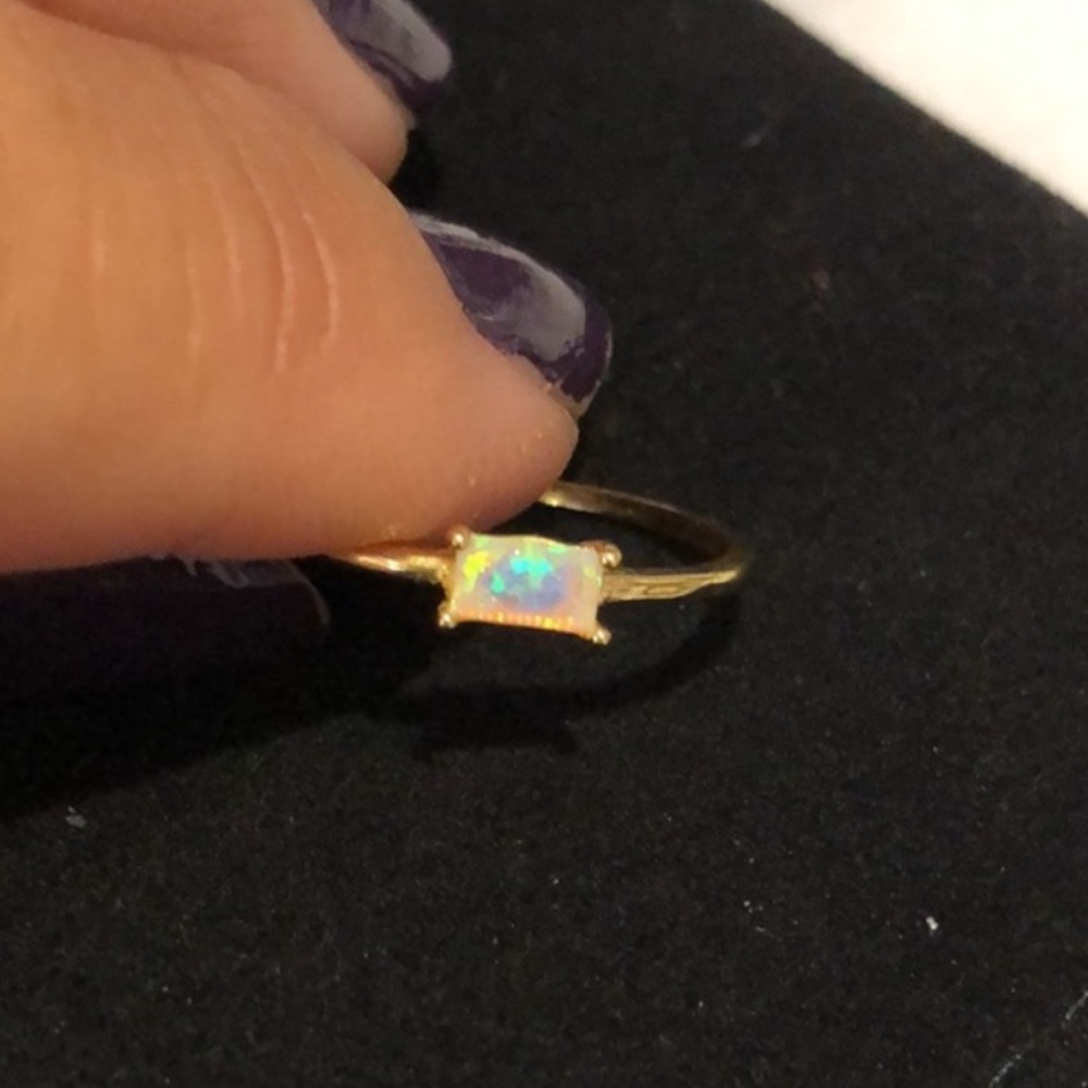 Rectangular Opal Slim 14K Vermeil Ring- only sz 8- Boutique